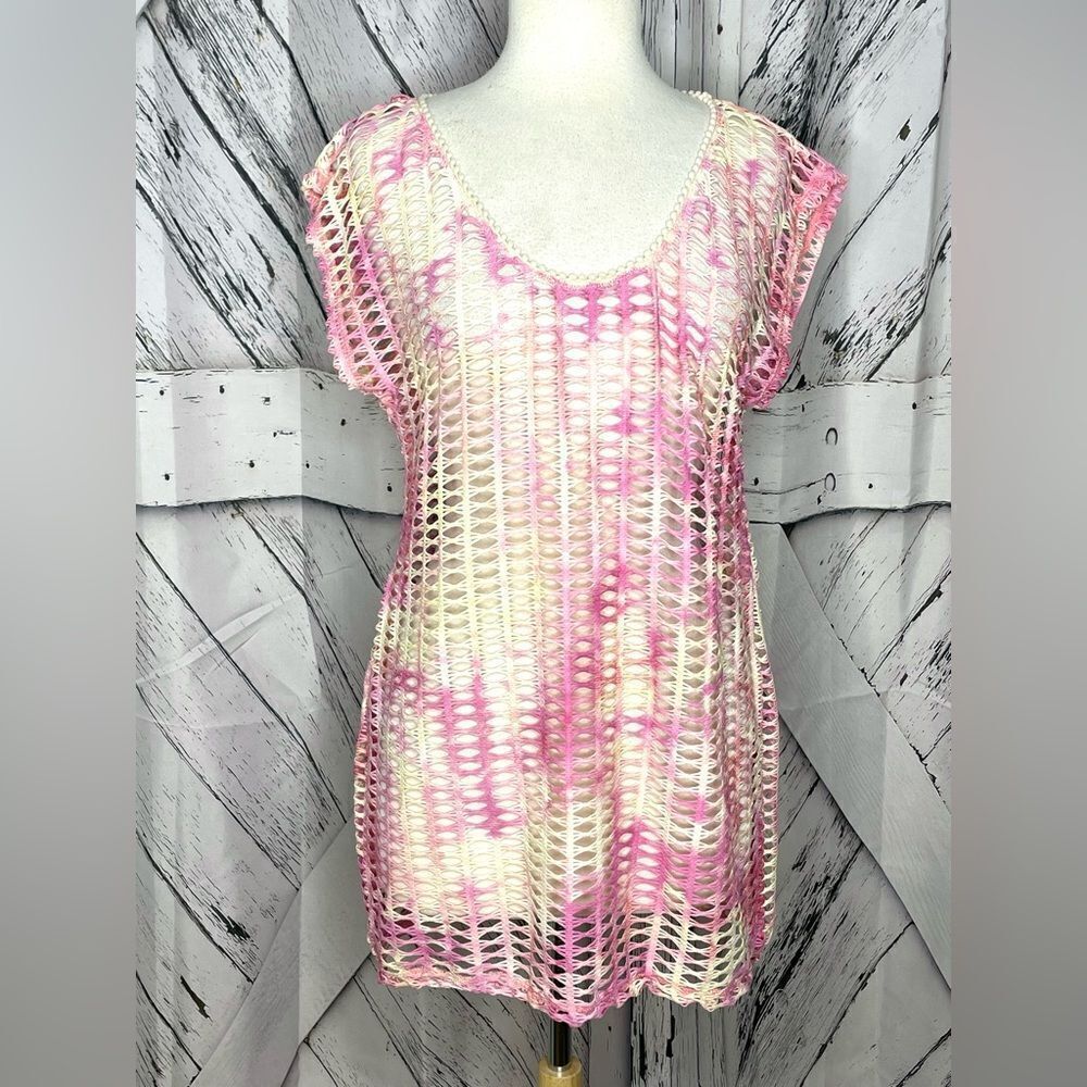 Isabella Rose Pink Mesh Coverup Dress M